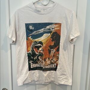 Brandy Melville White Retro Graphic Short Sleeve Tee